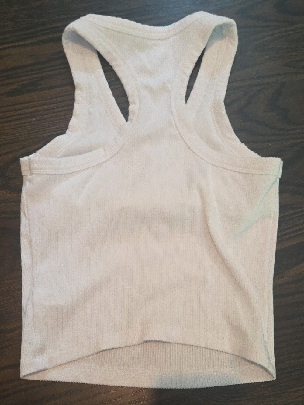 White Ribbed Henley Racerback Tank Top - Picture 3 of 3